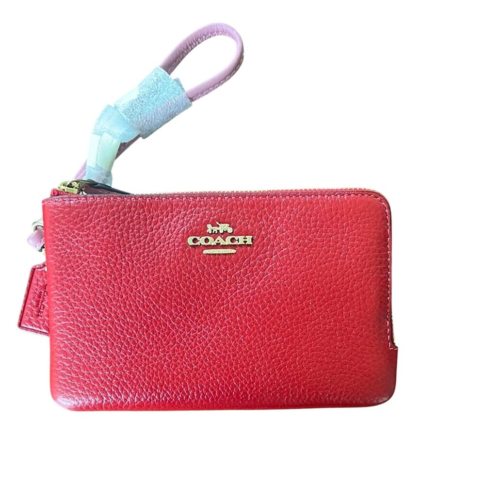 Coach Double Corner Zip Wristlet Colorblock Red, Pink and White No. 91622 NWT